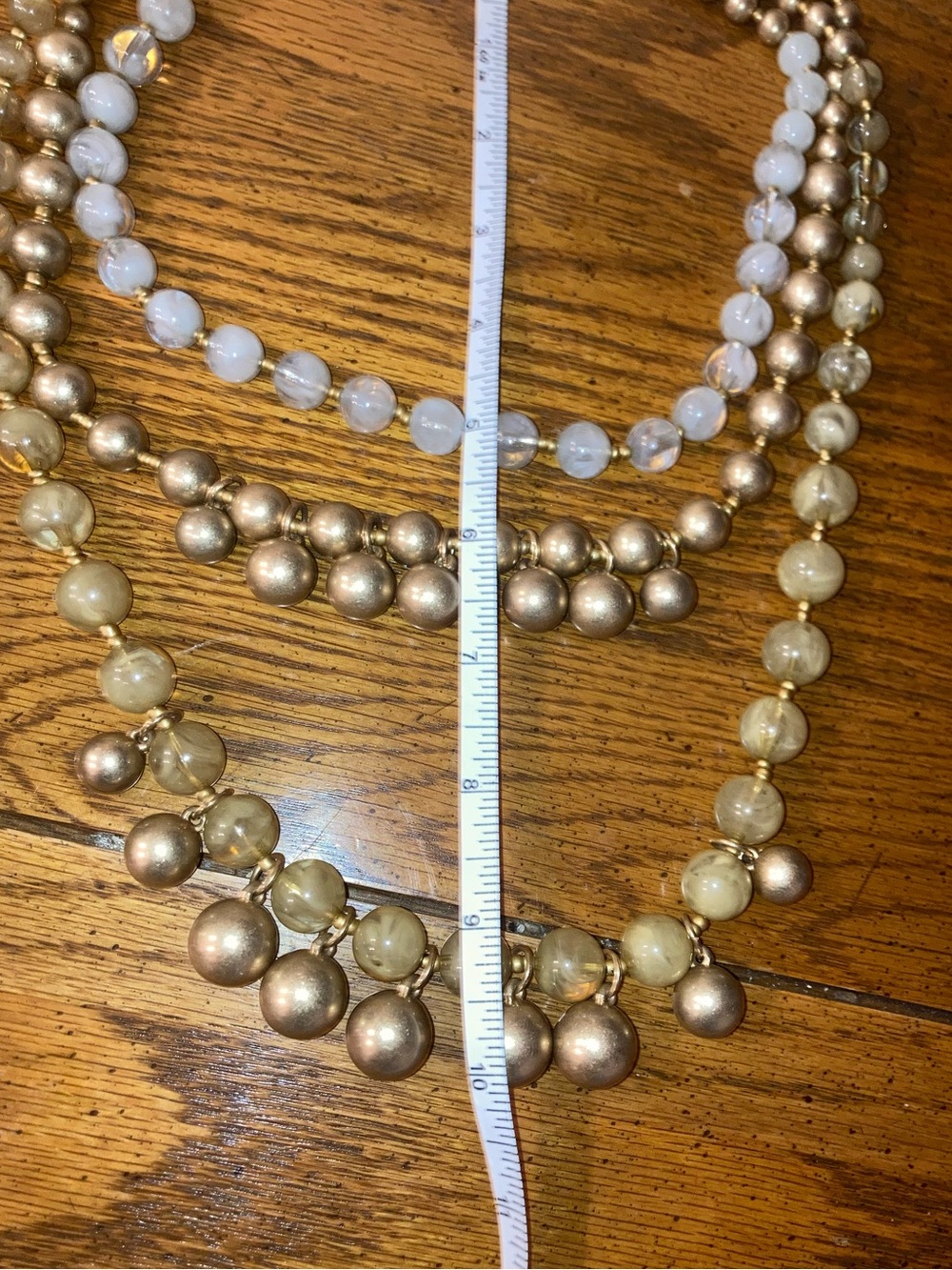 Chico’s Multi-Strand Beaded Layered Necklace  - Bronze pale green $50 - Picture 4 of 7